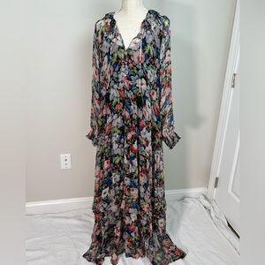 Anthropologie The Marais Printed Chiffon Maxi Dress, Large multicolor floral